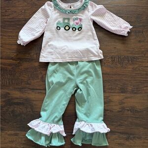 The Smocking Jays Tractor Print Set - Pink and Mint